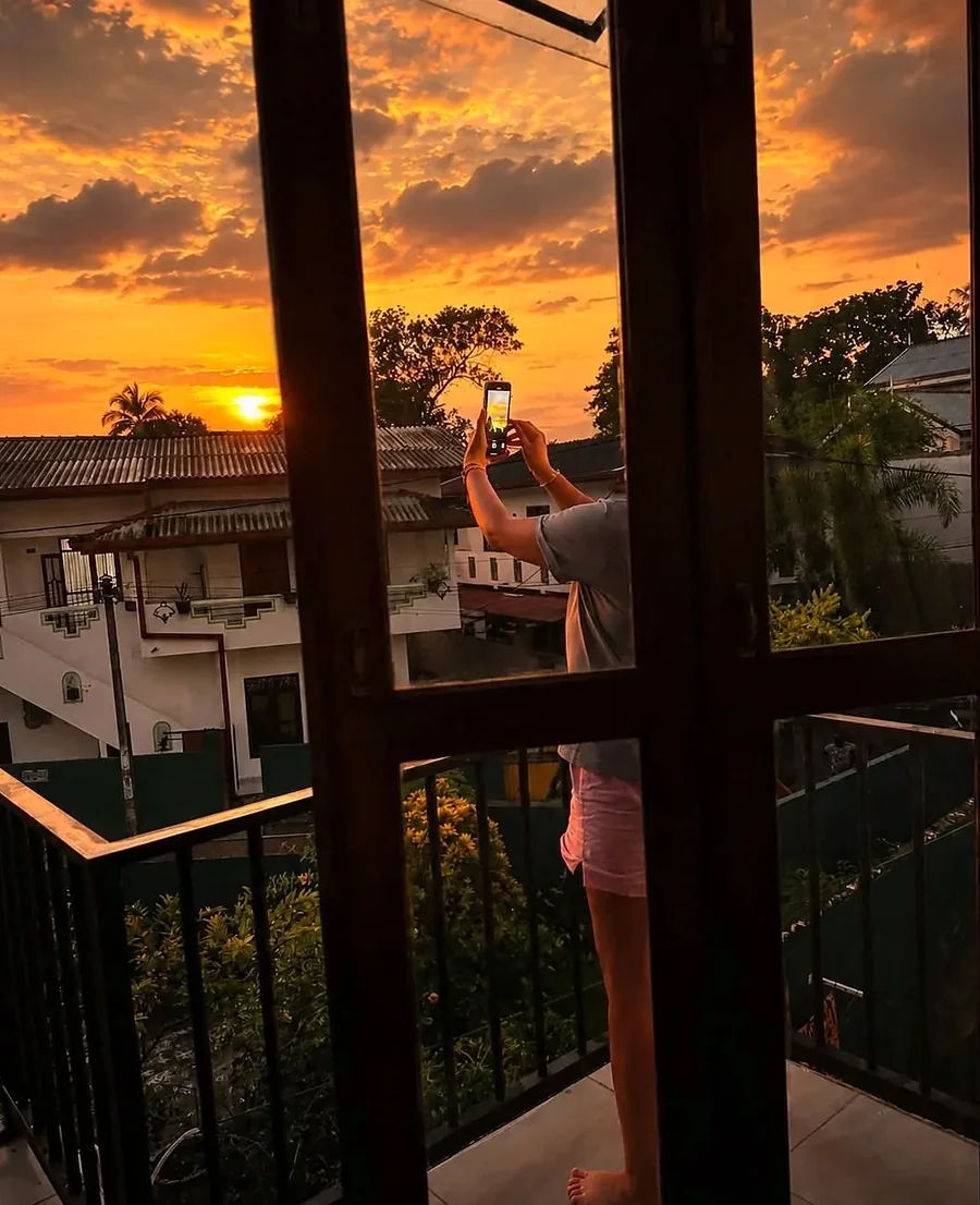Enjoying the sunset from the villa balcony — Syndeo Garden, Hikkaduwa